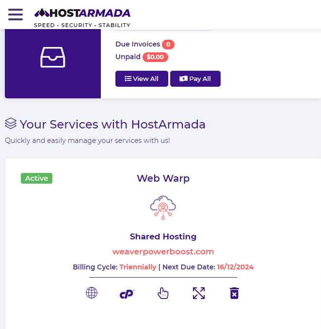 hostarmada review dashboard