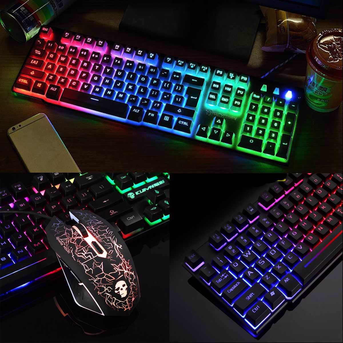 Kuiying T6 Rainbow Backlit Gaming Keyboard & Mouse Set – Smooth, Stylish, and Built for Every Gamer