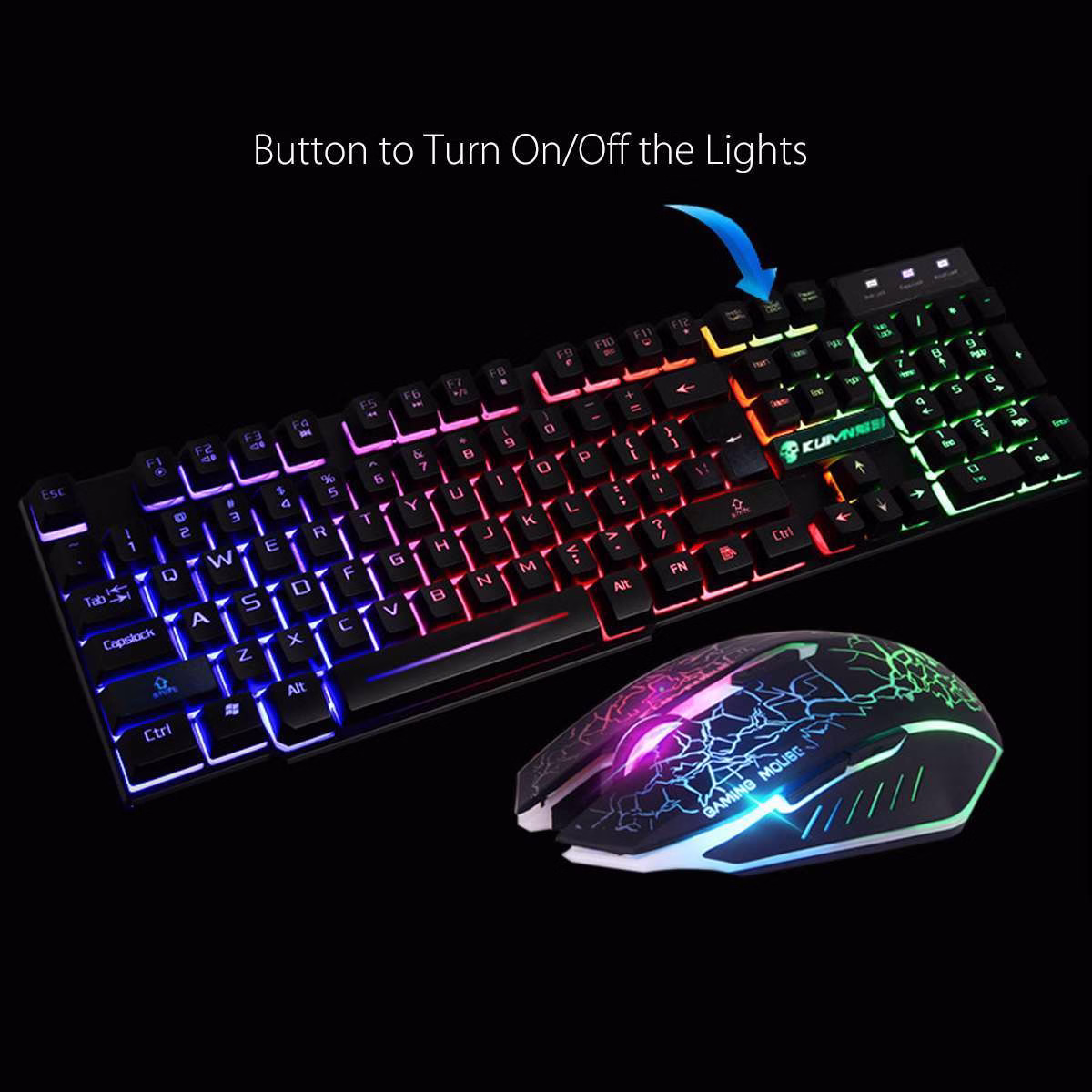 Kuiying T6 Rainbow Backlit Gaming Keyboard & Mouse Set – Smooth, Stylish, and Built for Every Gamer