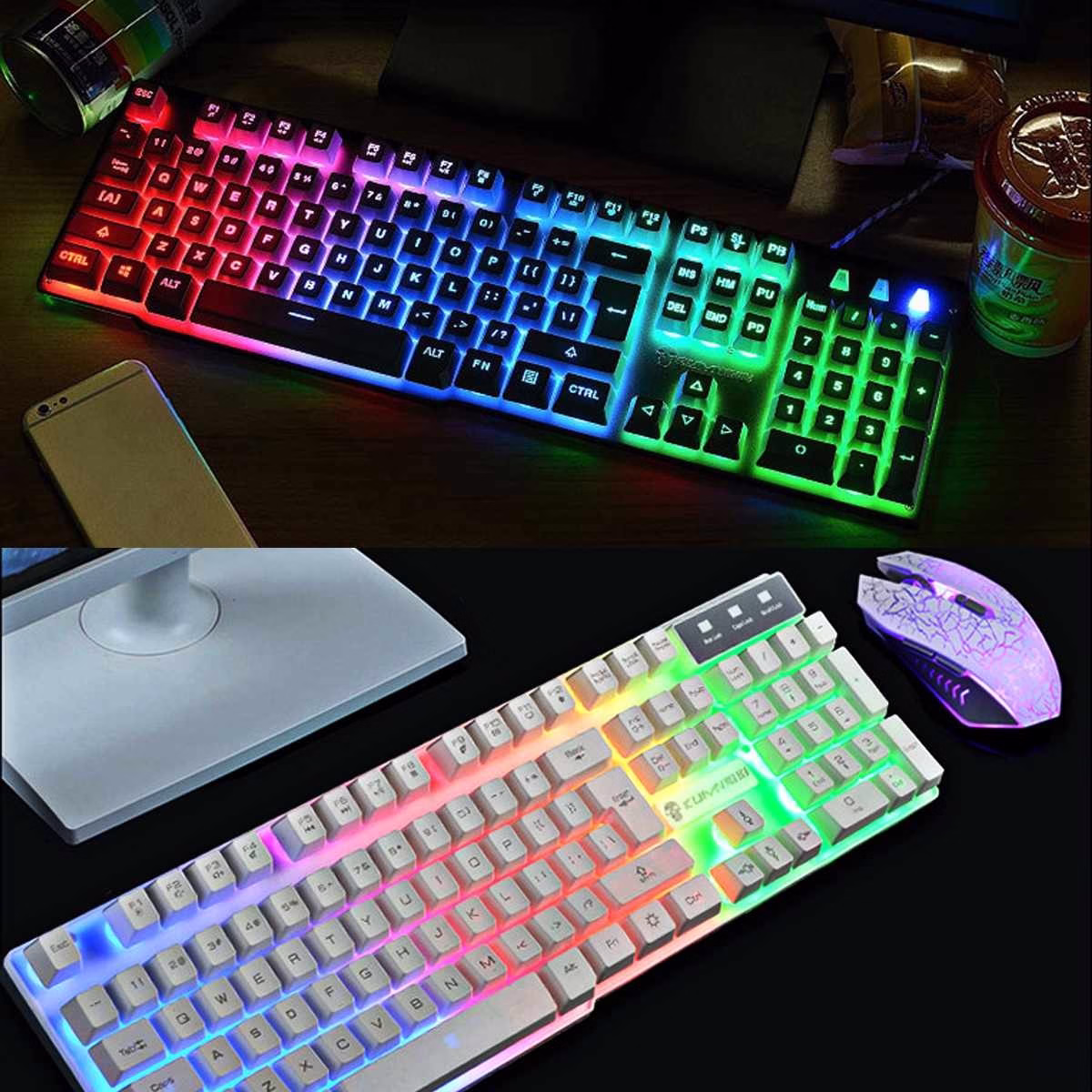 Kuiying T6 Rainbow Backlit Gaming Keyboard & Mouse Set – Smooth, Stylish, and Built for Every Gamer
